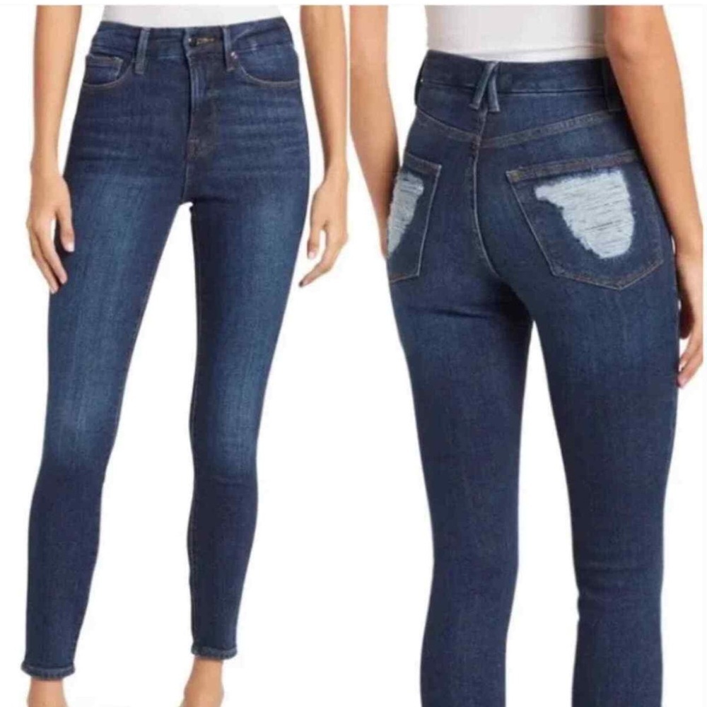 Good American Women's Skinny Jeans - Dark Blue